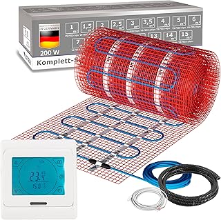 VILSTEIN Elektrische Fußbodenheizung 200W/m², für Fliesen Laminat und mehr, Komplett-Set, Twin Technologie Heizsystem, Fußboden Heizmatte