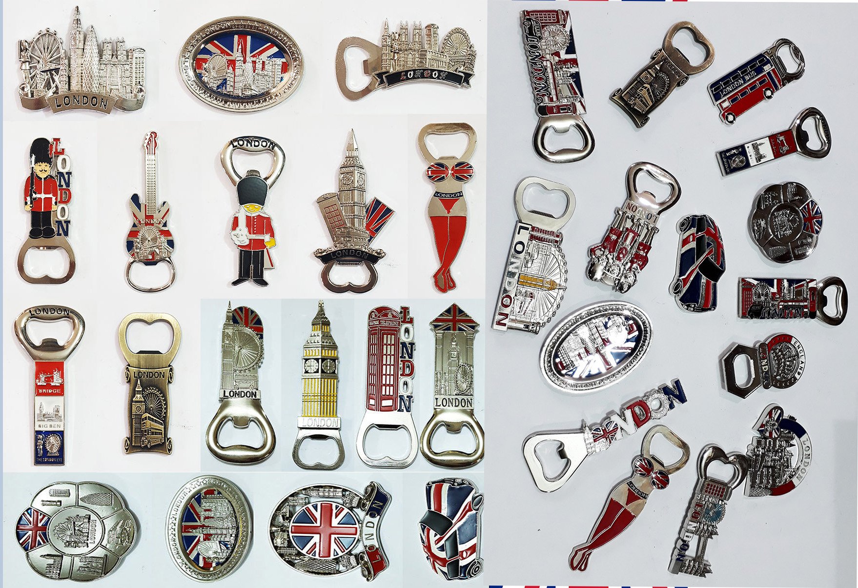 9 x LONDON ENGLAND UNION JACK FRIDGE MAGNET ENGLAND SOUVENIRS BOTTLE OPENER