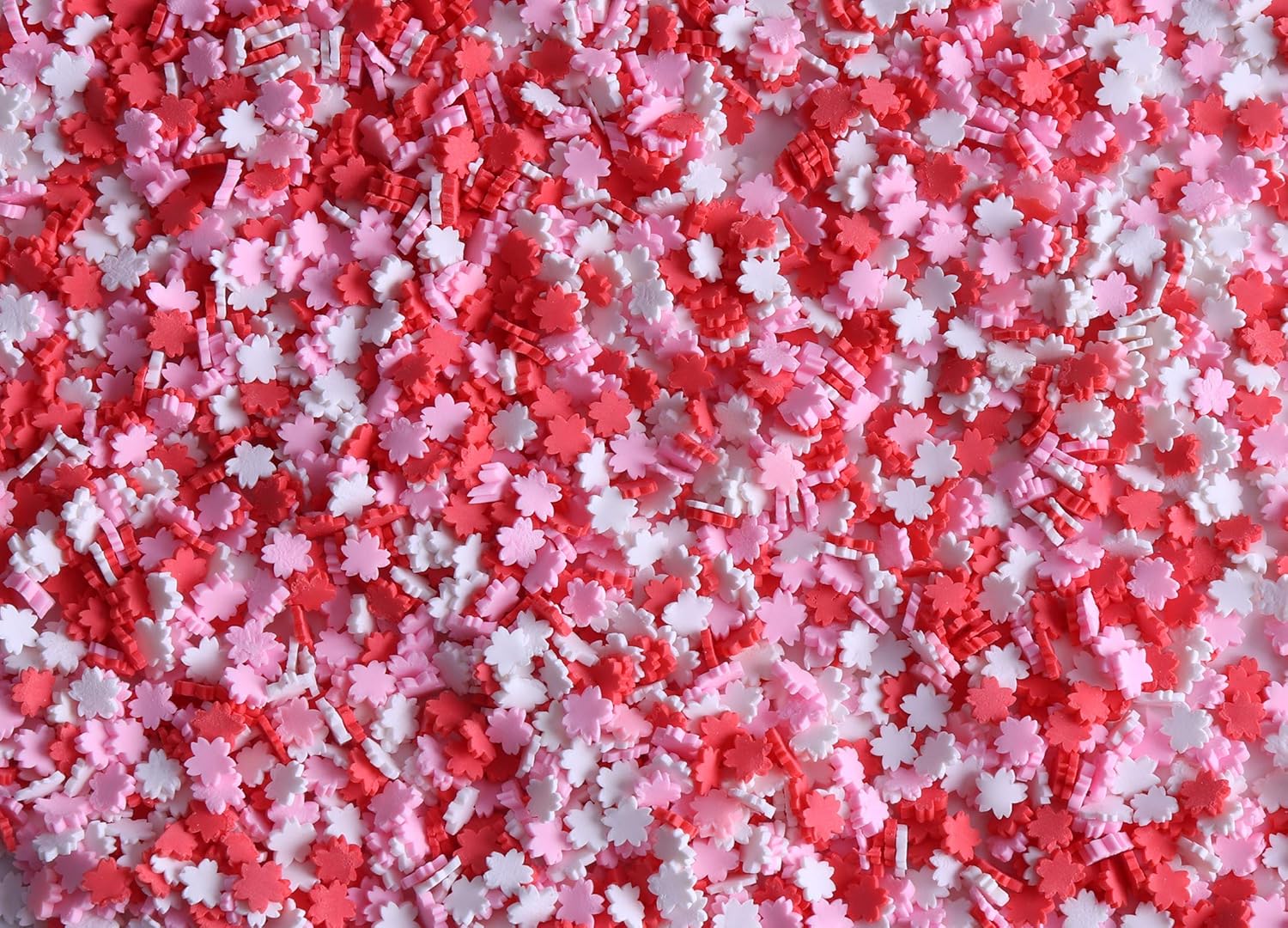 Sowaka 50g Resin Slime Fake Sprinkles Flatback Multi Color Round Tiny Clay Decoration for Charm Filler Fake Candy Chocolate Cupcake Cake Dessert Décor Art Particle (Red - Heart)