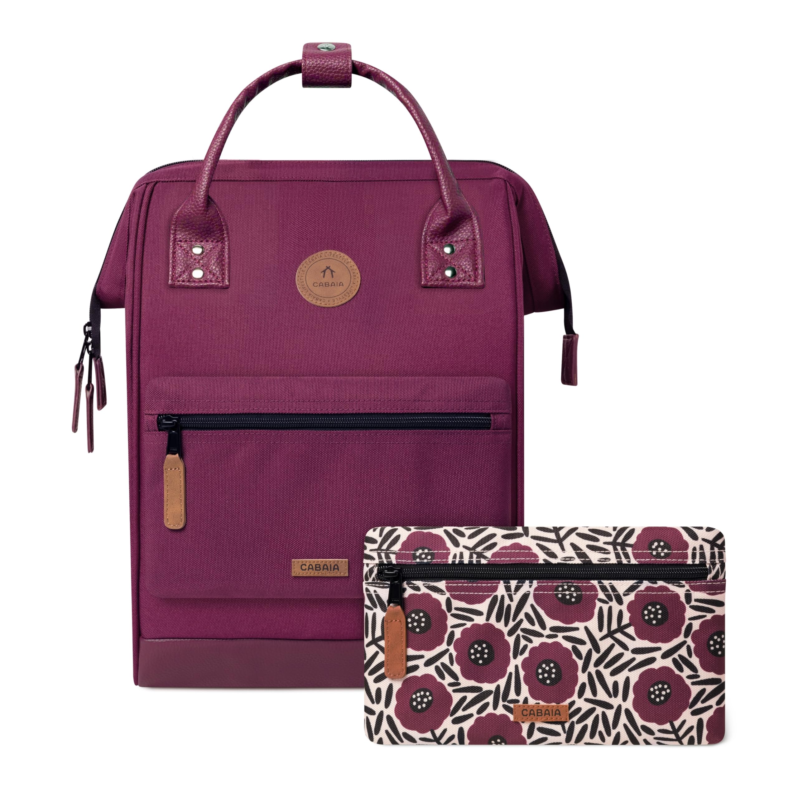 Cabaïa – Mochila Adventurer Nice - Medium 18L - Repelente al Agua – Compartimento Portátil 13″ – 2 Bolsillos Intercambiables – Certificada Vegana – Mochila de Viaje, Trabajo y Escuela – Violetta
