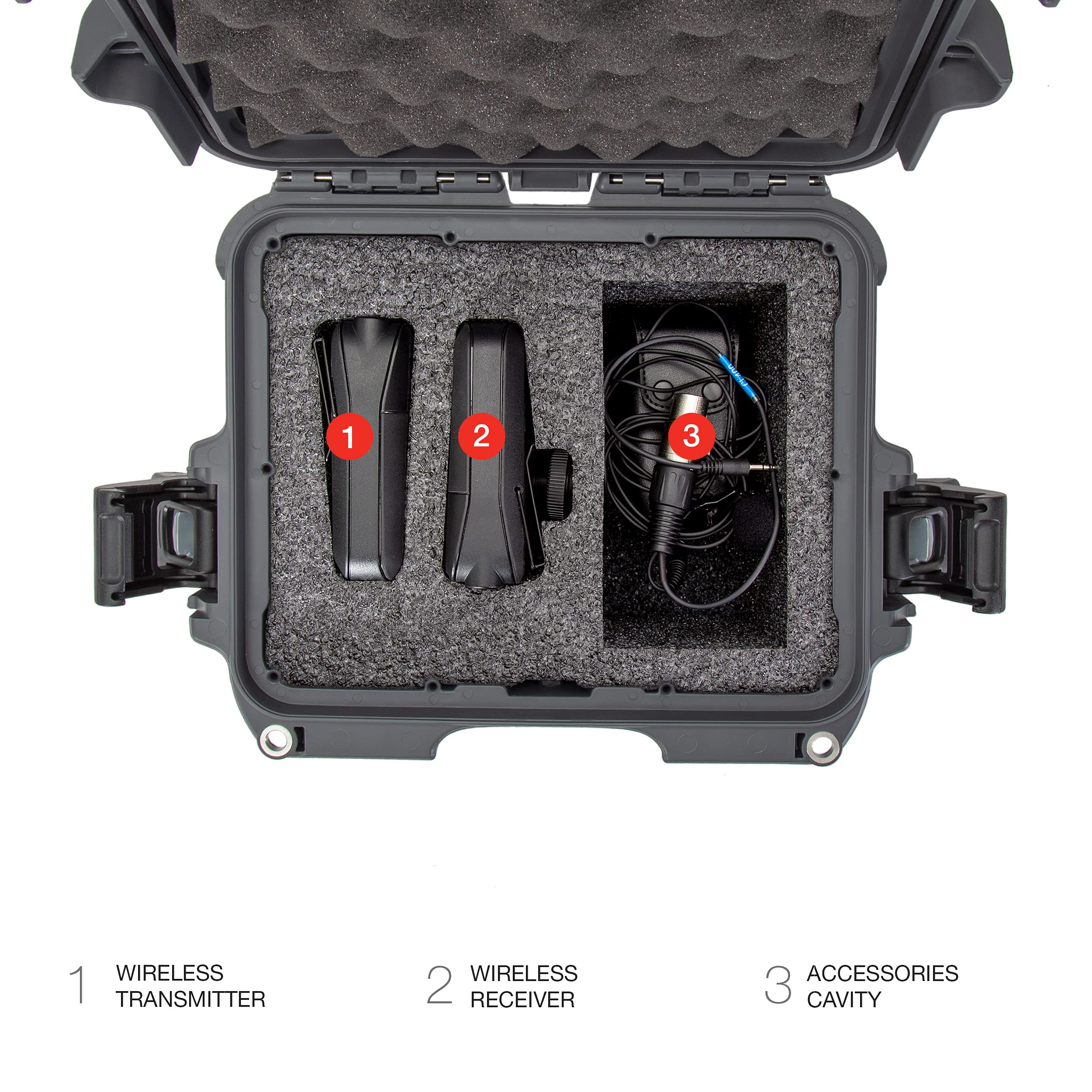 Nanuk 905 wasserdichter Hartschalenkoffer mit Schaumstoffeinlage für RodeLink Wireless Kit – Graphit