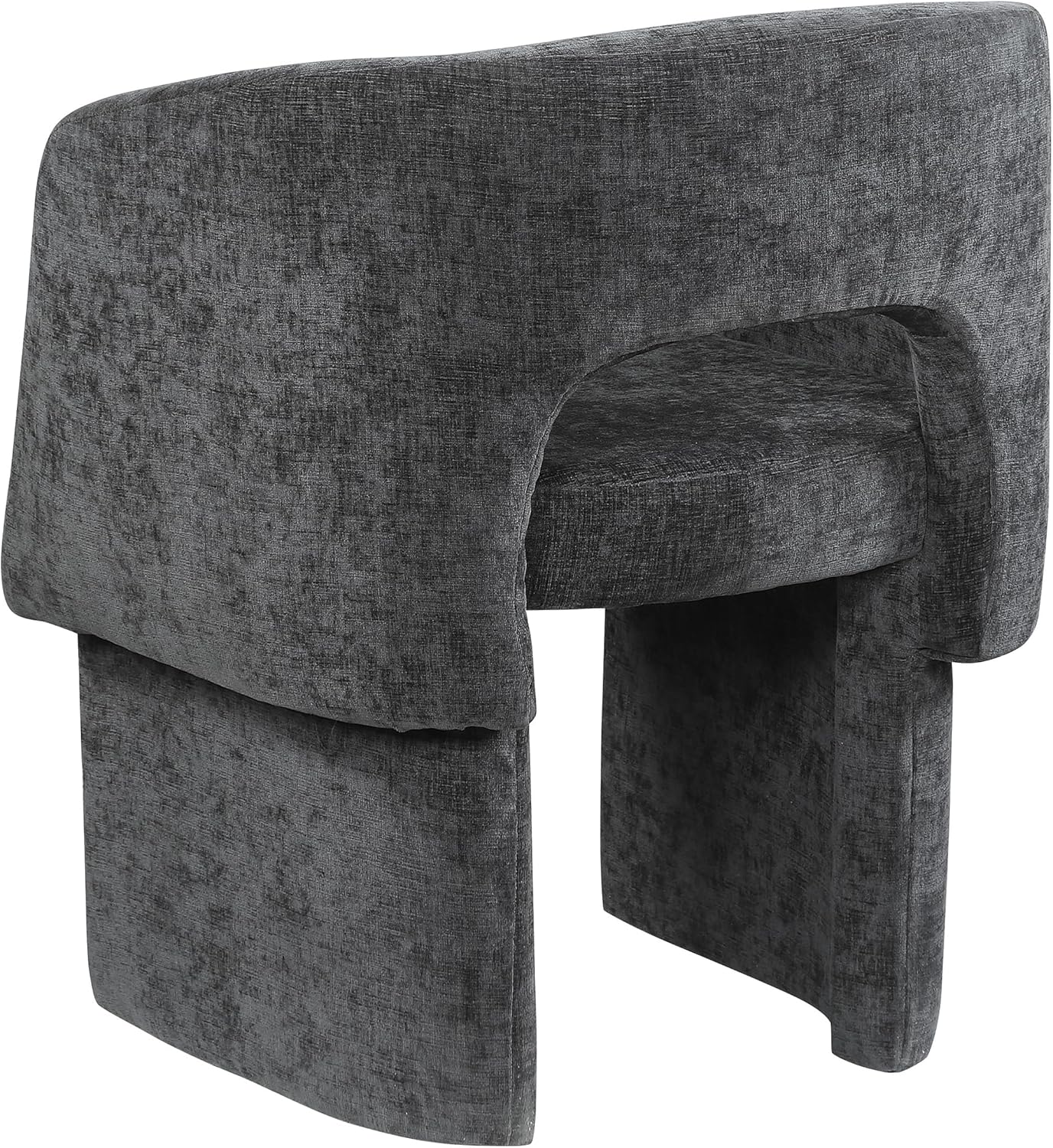 Meridian Furniture 439Black-C Emmet Collection Modern | Contemporary Dining Chair/Accent Chair with Soft Black Chenille Fabric, Steel Inner Frame, 26" W x 23.5" D x 30" H, Black