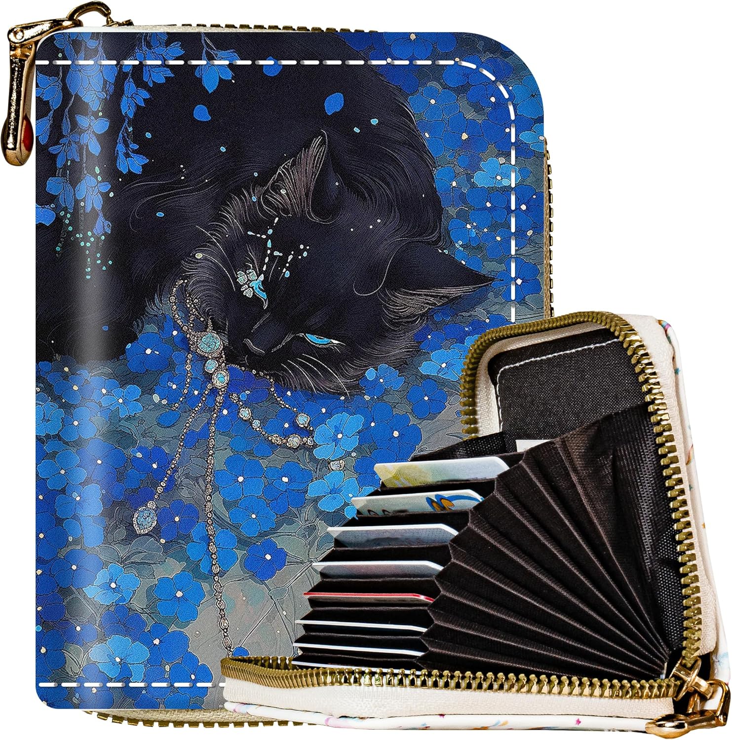 METALPHA Credit Card Holder for Women, Aesthetic Cat RFID