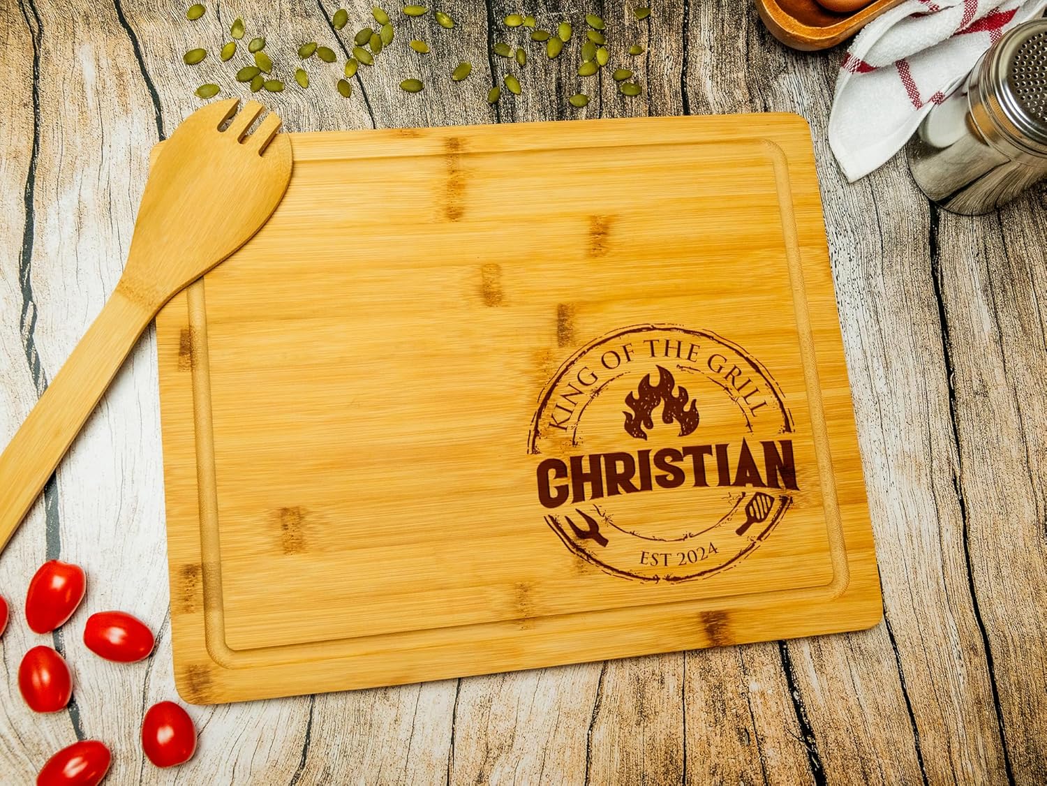 Personalized Christmas Gifts, Custom Engraved Wood Bbq Cutting Board for Men - Unique Gift Idea for Dad, Grandpa, Husband, Him - Fathers Day Gift - Personalized Grilling and Barbecue Tool For Men - Image 7
