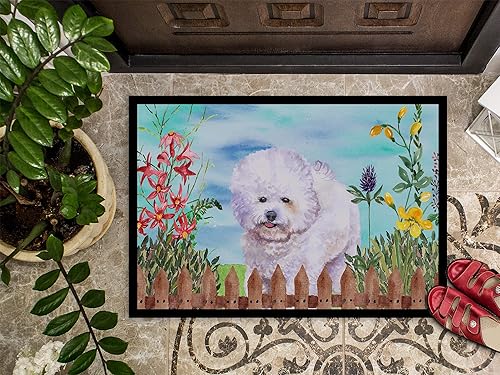 Miniatura 4 de Caroline's Treasures CK1210MAT Bichon Frise Spring Felpudo de 18 x 27 pulgadas, tapete para puerta delantera, interior y exterior, para entrada,