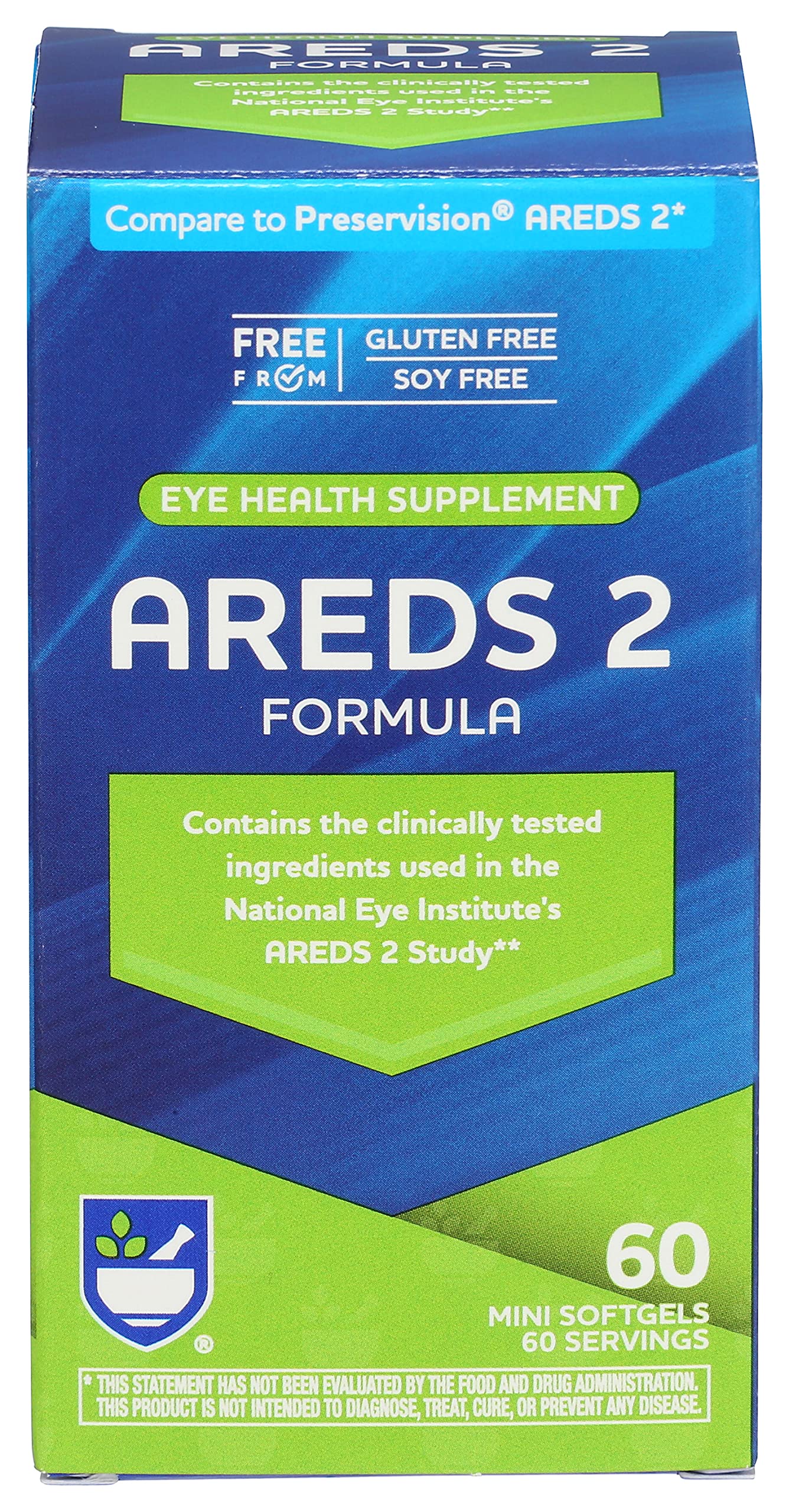 Rite Aid AREDS 2 Softgels - 60 Count, Macular Support for Eye and Vision Health, Contains Lutein, Vitamin C, Zeaxanthin, Zinc & Vitamin E, Gluten Free and Soy Free