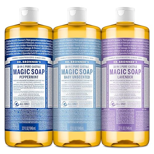 Dr. Bronner's Pure-Castile Magic - Jabón líquido hecho con aceites orgánicos regenerativos, vegano, concentrado, gel de baño, para cara, cabello,