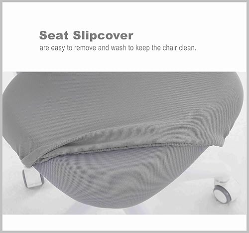 Miniatura 36 de Silla de escritorio para niños, silla de oficina de estudio, diseño ergonómico, altura ajustable y profundidad del asiento (azul cielo con Azul