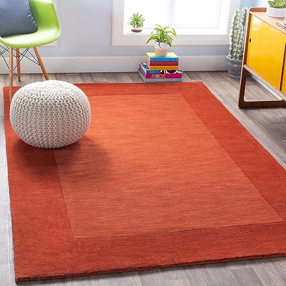 Hi-Fi Carpets Embossed Handmade Tuffted Pure Woollen Thick Geometrical Carpet for Living Room Bedroom Size 4x6 feet Brown Multi