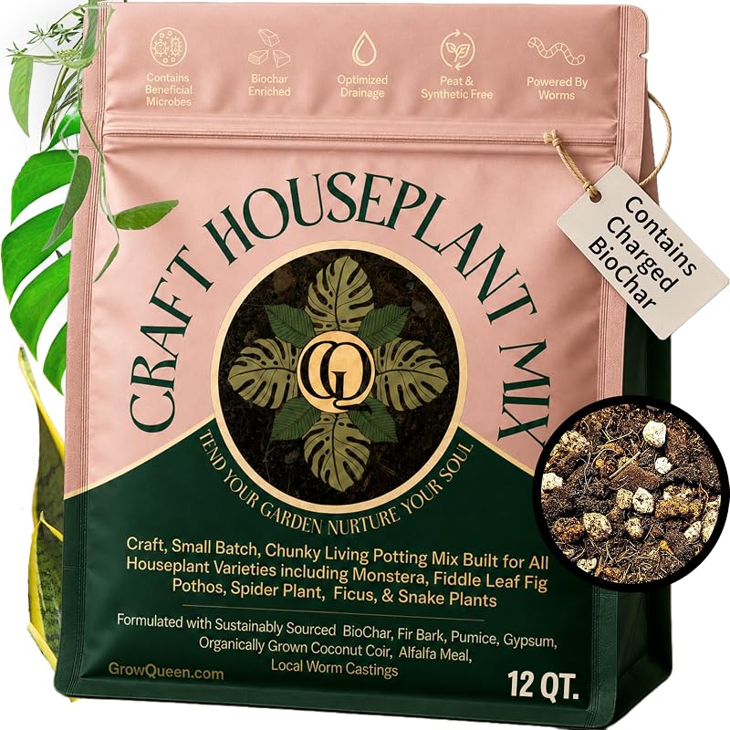 Craft Organic Houseplant Potting Mix, Elite House Plant Soil, Chunky, Well Draining Potting Soil for All Indoor Plants, Tropical Plants & Flowers, Sustainable & Peat Free, Less Prone to Gnats, 12QT