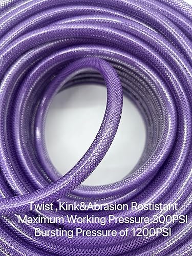 Miniatura 10 de SYXQT Poliuretano (PU) 14 pulgadas x 100 pies reforzado, manguera de aire con acoplador rápido industrial giratorio de 14 pulgadas y enchufe,