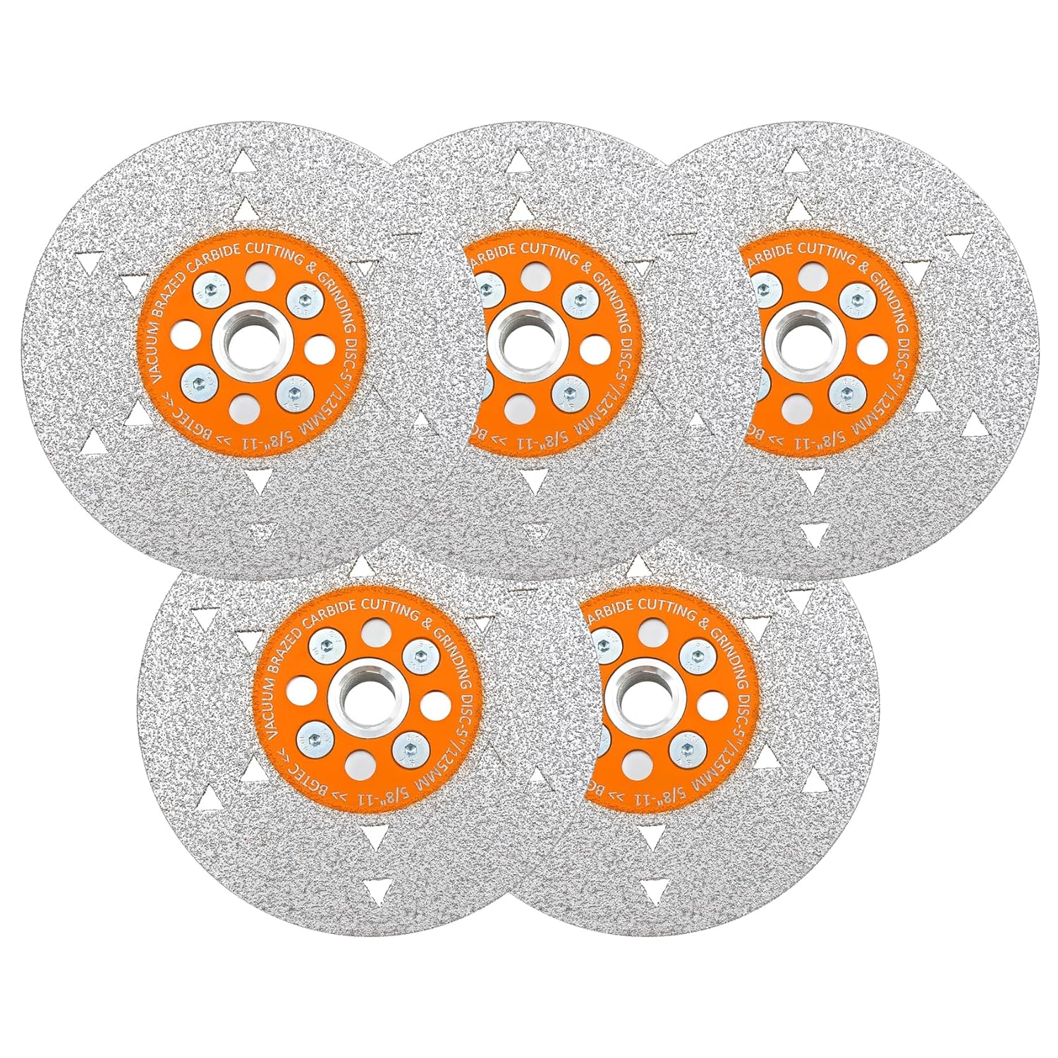 BGTEC Wood Saw Blade - Brazed Cemented Carbide Cutting and Grinding Blade, 5PCS 5" Double-Sided Cut-Off Wheel for Cutting and Grinding Wood with 5/8-11 Flange