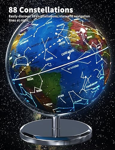 Miniatura 28 de Globo del mundo iluminado de 9 pulgadas con soporte, globos educativos para el aprendizaje de los niños, detalles coloridos del mapa del mundo HD