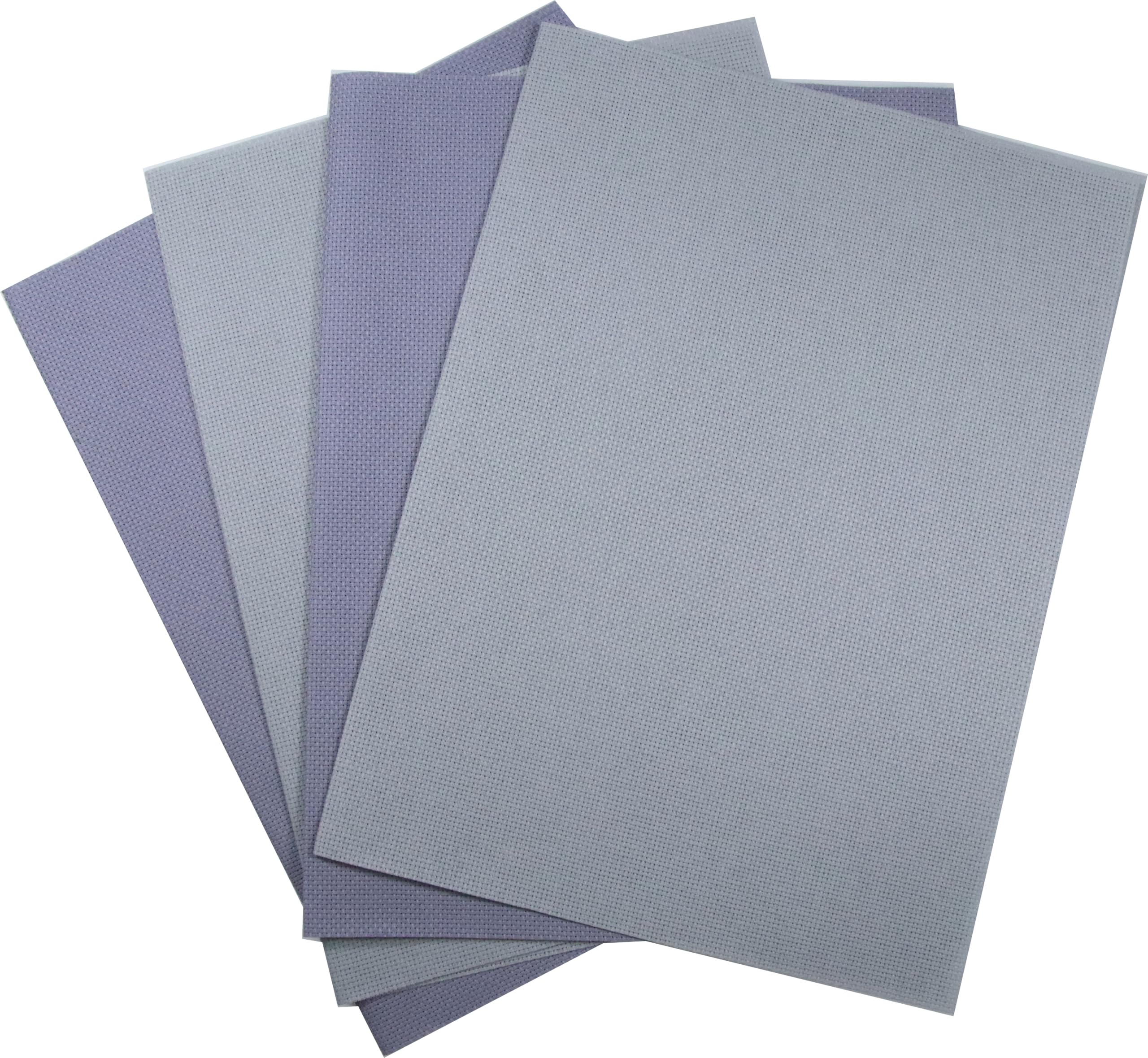KCS 4/6 pc of 12" x 18"(30cmx45cm) 16 Count Cotton Aida Cloth Cross Stitch Fabric (4 pc,Light Grey+Light Steel Grey)