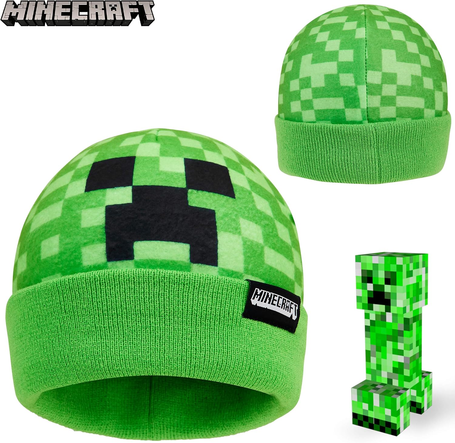 Minecraft Boys Winter Set, 6–14 Yrs, 3Pc Beanie Scarf Gloves, 2Pc Knit Cap Mitts, 1 Pc Bucket Hat|Beanie Gifts for Boys