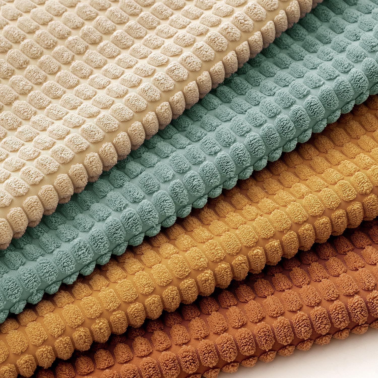 MIULEE Boho Farmhouse Decorative Pillow Covers 18x18 Inch Set of 4 Rustic Modern Fall Home Decor Couch Home Decor Couch Throw Pillows Summer Corduroy Pillowcases for Sofa Living Room Bed Orange/Teal - Image 2