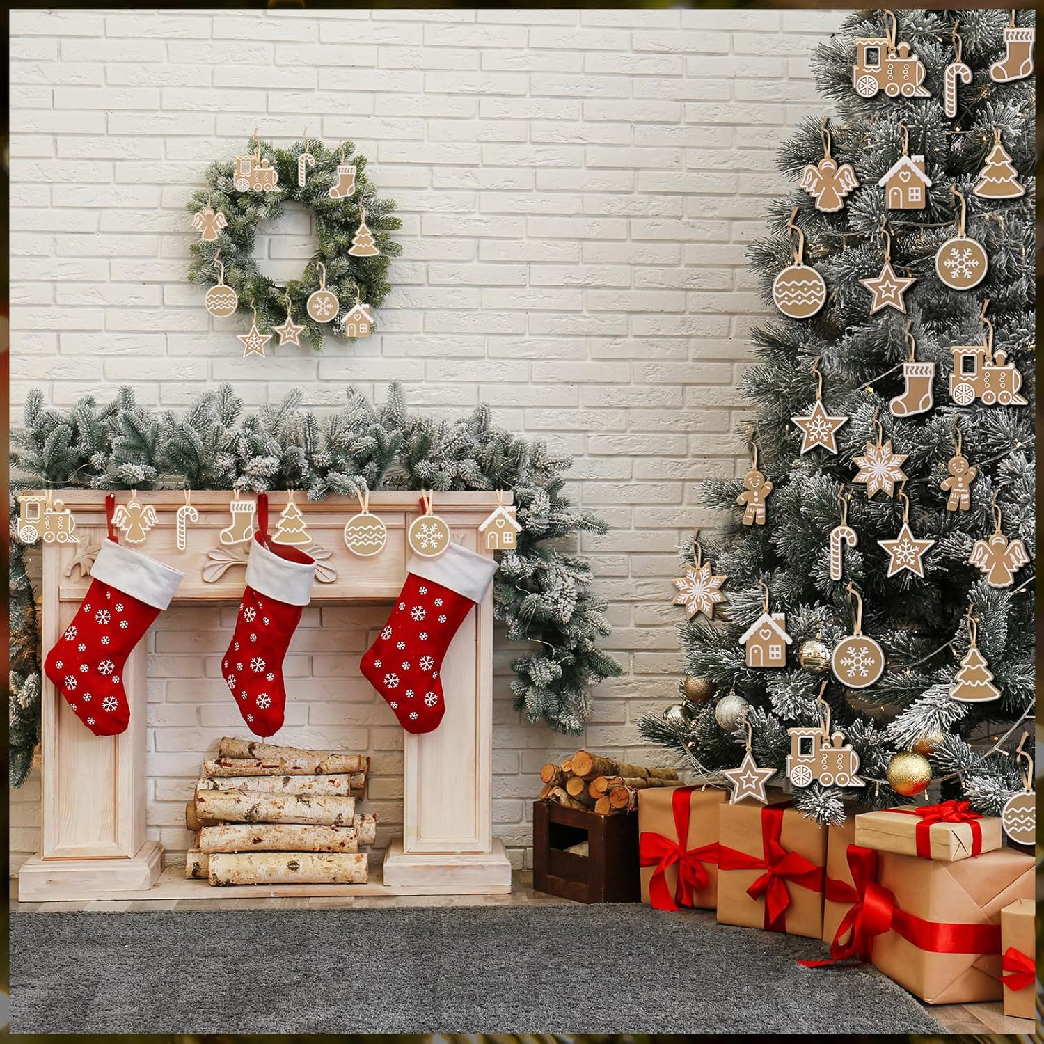 Zhanmai 24 Pcs Christmas Gingerbread Ornaments for Christmas Tree Decorate 12 Style Gingerbread Theme Decorations Cute Xmas Hanging Ornaments Traditional Xmas Tree Party Decors - Image 3