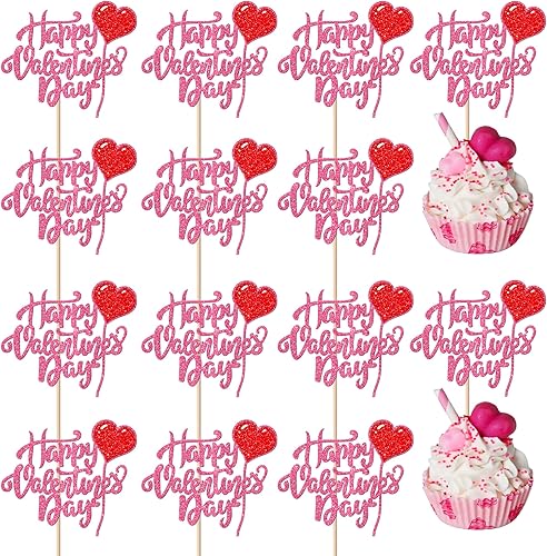 Miniatura 190 de Rsstarxi 36 Pack Happy Valentine's Day Cupcake Toppers Glitter Cupid Love Heart Lip Kiss Me Be Mine Cupcake Picks for Valentine's Day Theme Wedding