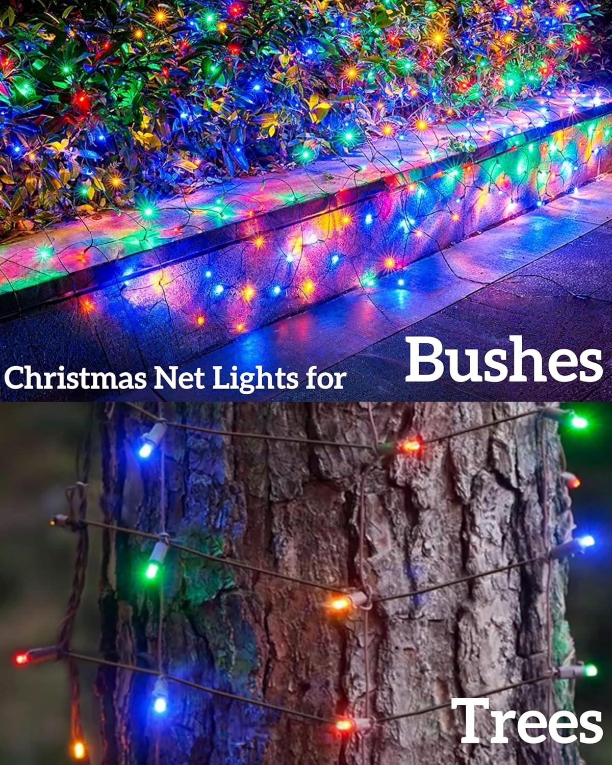 Led Christmas Net Lights for Bushes, 132LED 6FT x 6FT Connectable UL Certified Net Lights for Bushes Tree Shrubs Xmas Trunk Green Wire Christmas Decorations