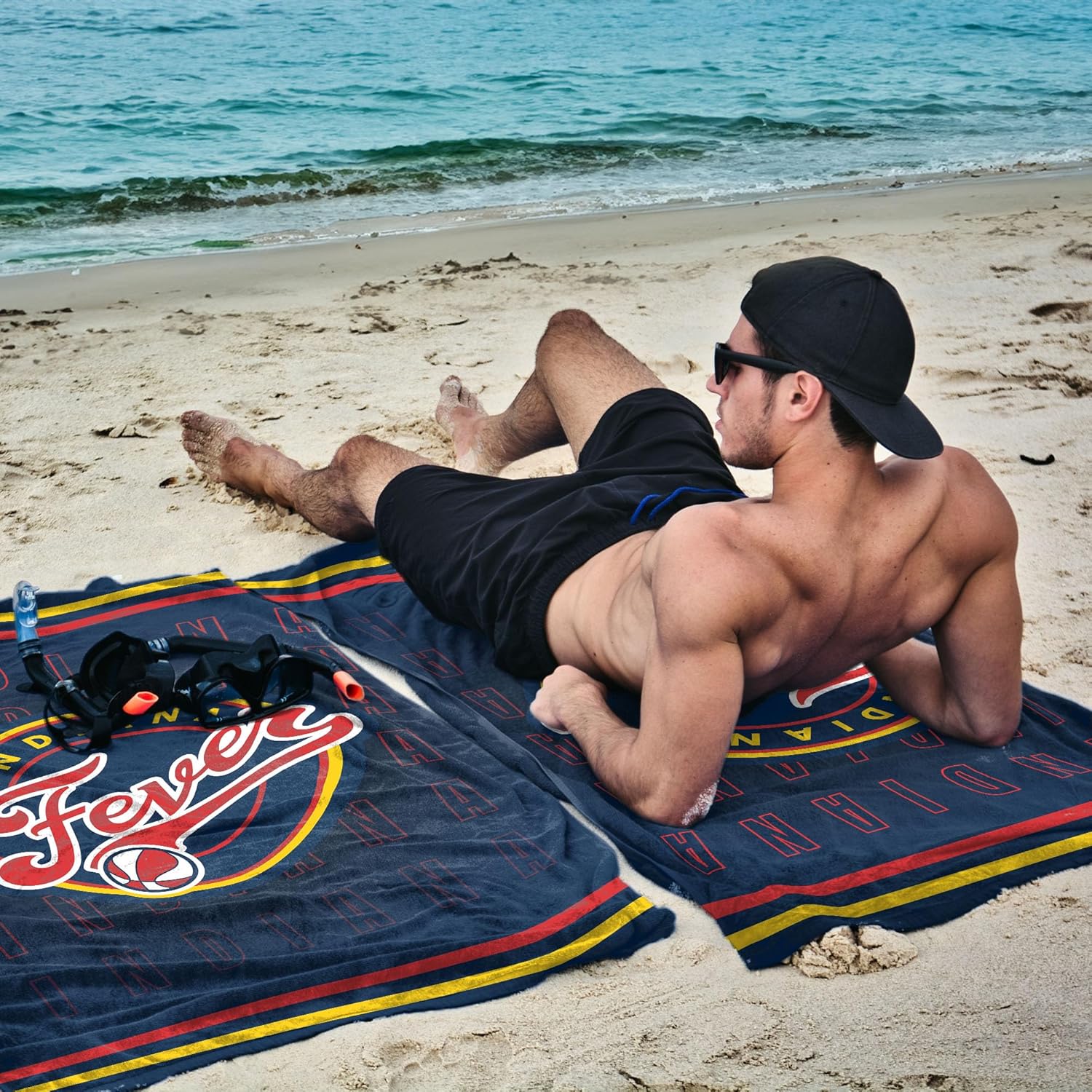 Northwest WNBA Indiana Fever Jersey Stripes Beach Towel, Soft Absorbent Cotton Blend Bath, Pool Swim Travel Fan Gear, 35 x 60 Inch