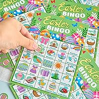 Vista 6 de JOYIN Tarjetas de bingo de Pascua para 28 jugadores (5 x 5) para juegos de golosinas de fiesta de Pascua, regalo de aula escolar para niños