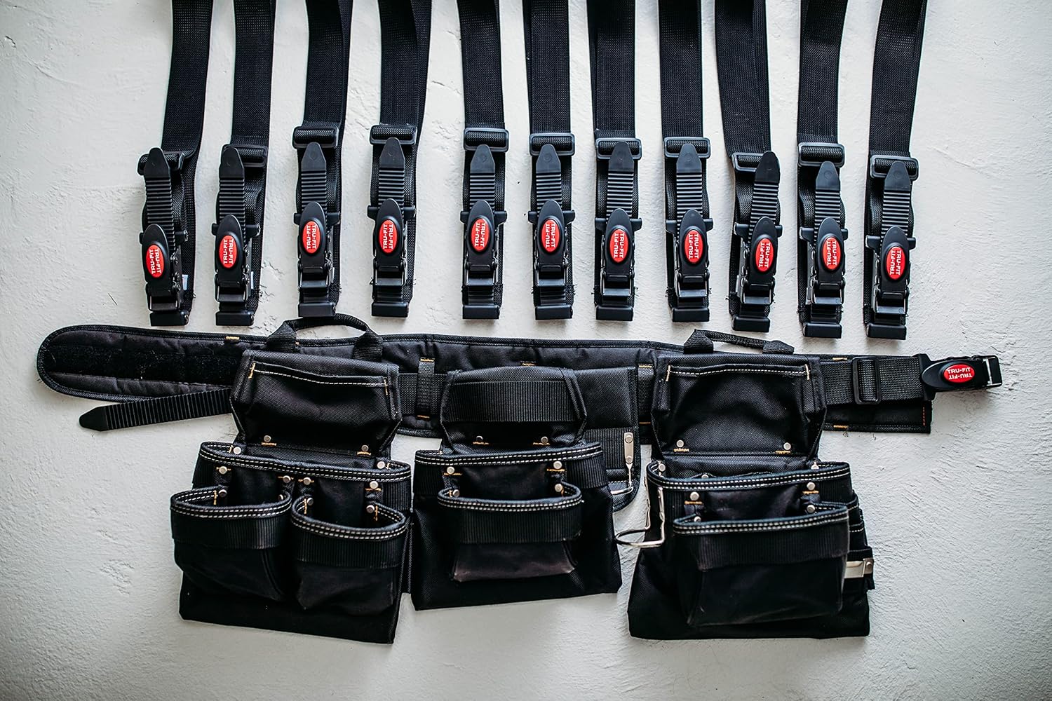 TRU-FIT TOOL BELTS ALUMINUM - TRU RATCHETING BUCKLE WITH QUICK RELEASE. REPLACEMENT BELT ONLY FOR CONSTRUCTION TRADES TOOL BAGS.