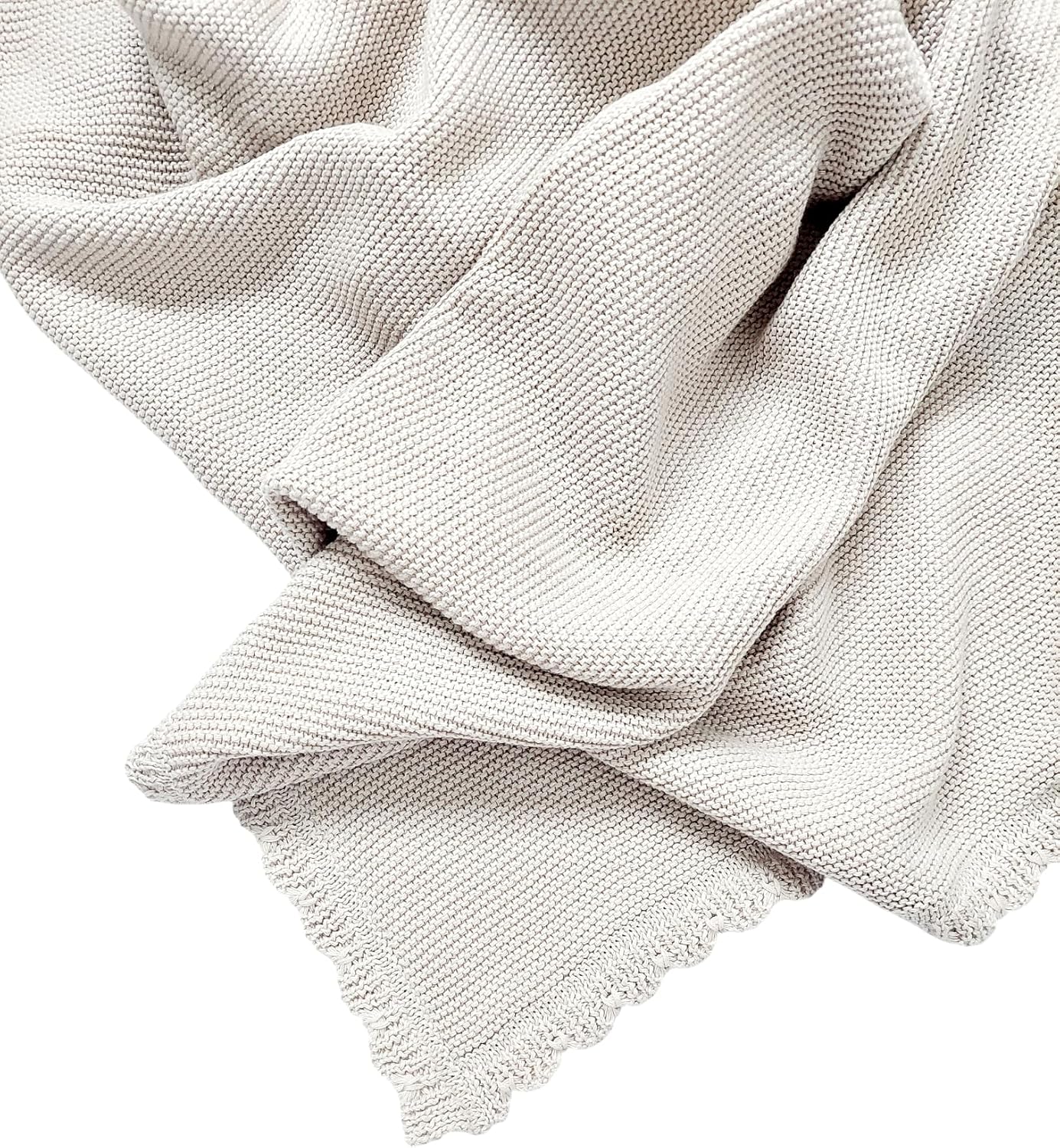 100% Cotton Knit Baby Blanket, Baby Knits, 100cm×60cm, Elegant and Nuetral Very Soft Cotton Blanket, 0-12 Months Baby, Oat.