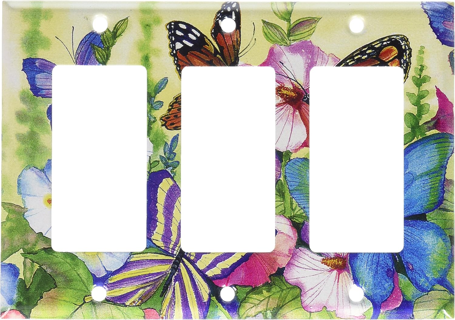 Art Plates - Garden Butterflies Switch Plate - Triple Rocker