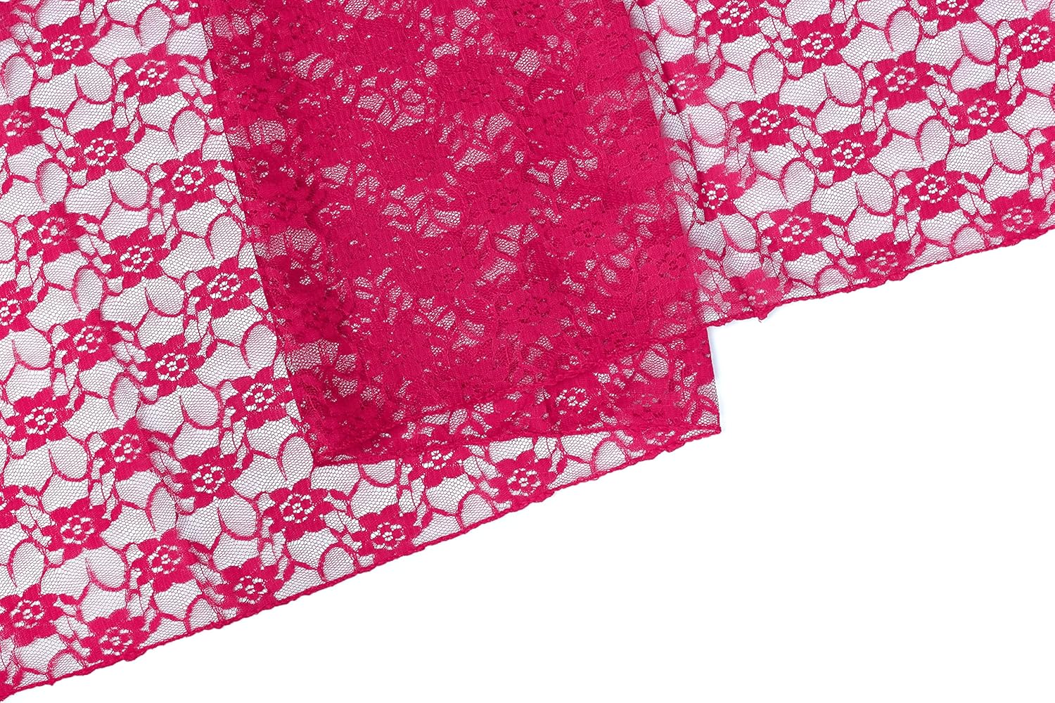 MDS Pack of 25 Wedding 12 x 108 inches Lace Table Runner for Wedding, Decorations for Birthday Parties, Banquets, Graduations, Engagements, and Runners fit Rectangle Round Table - Magenta