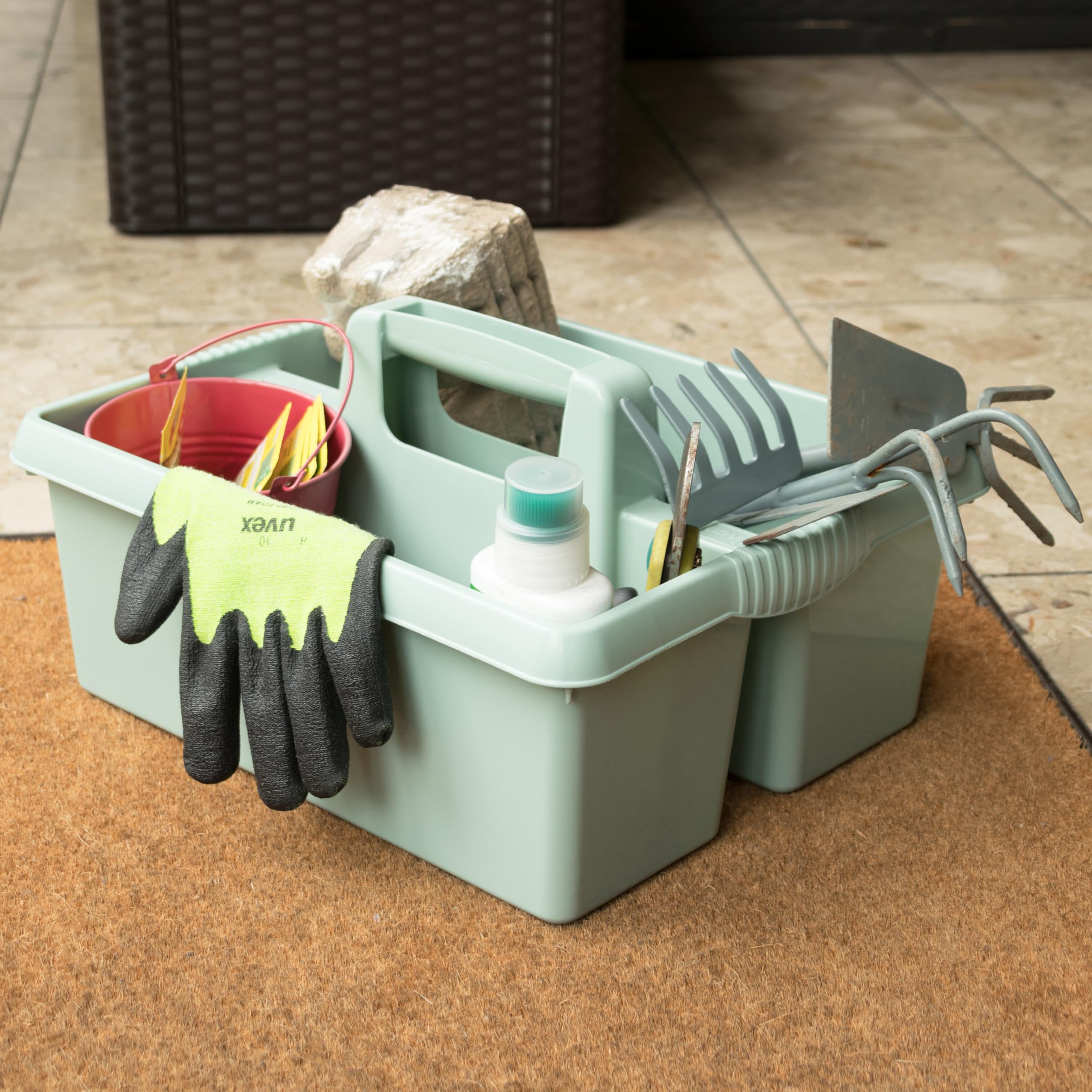 6 x przenośny organizer środki czyszczące 38x32x15cm czarny uchwyt