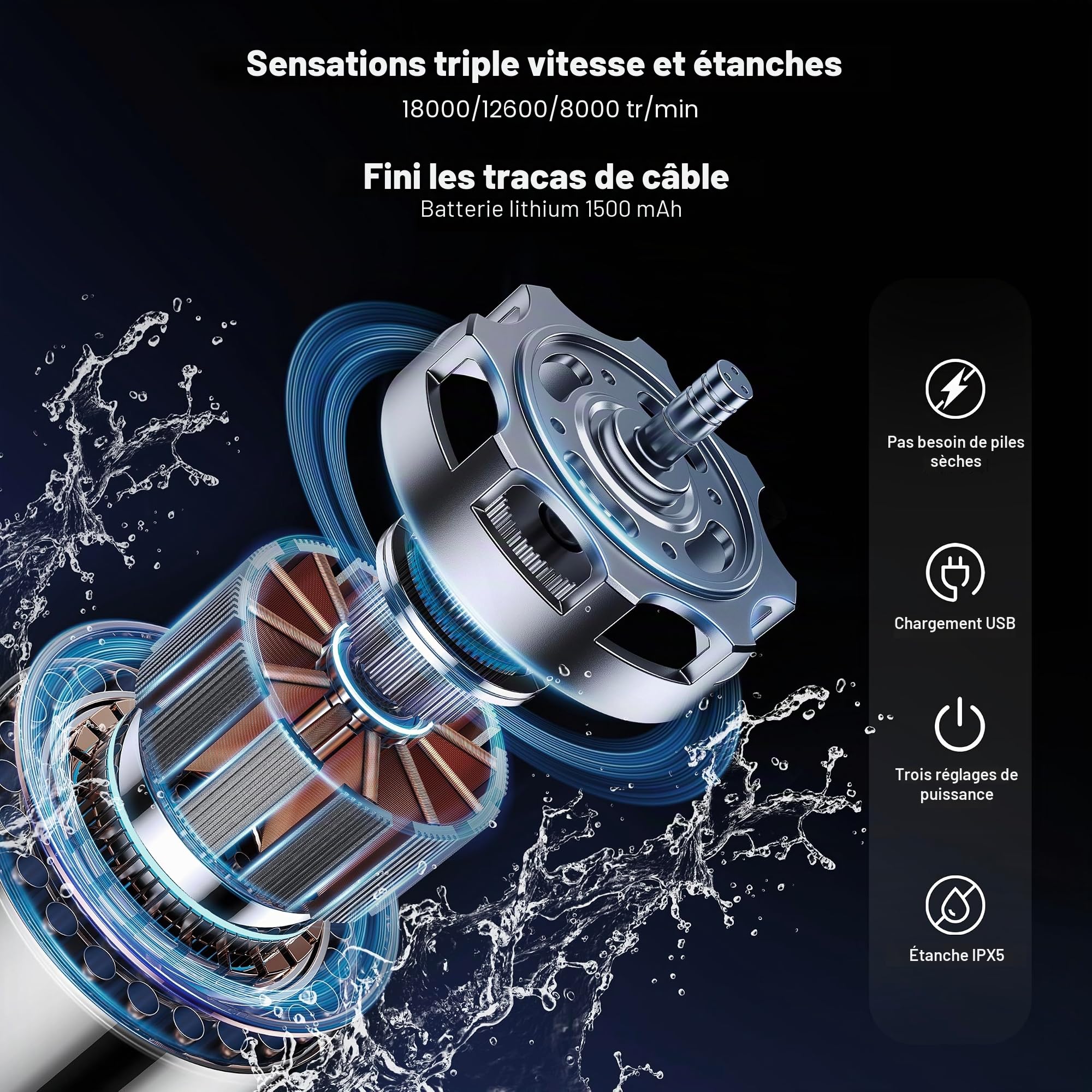 Machine électrique de nettoyage et de séchage pour pinceaux de maquillage, collier universel breveté amélioré qui s'adapte à 99 % des formes de pinceaux, nettoyage en profondeur et séchage