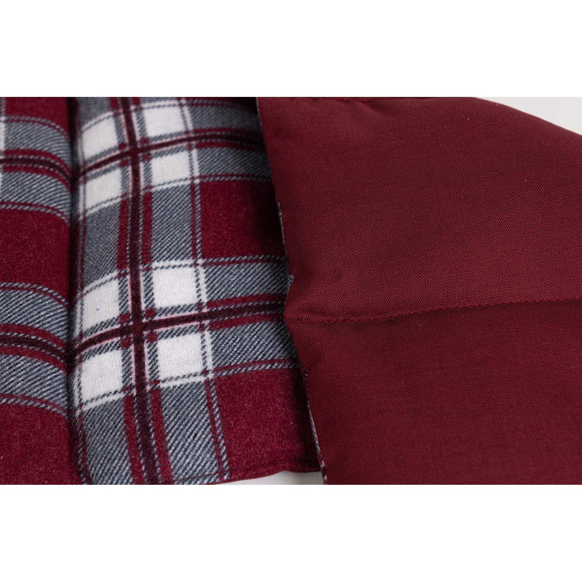 Rapssamenkissen 75x20cm groß 8-Kammer. Körnerkissen, Wärmekissen für Mikrowelle und Backofen (Flanell karo-rot)