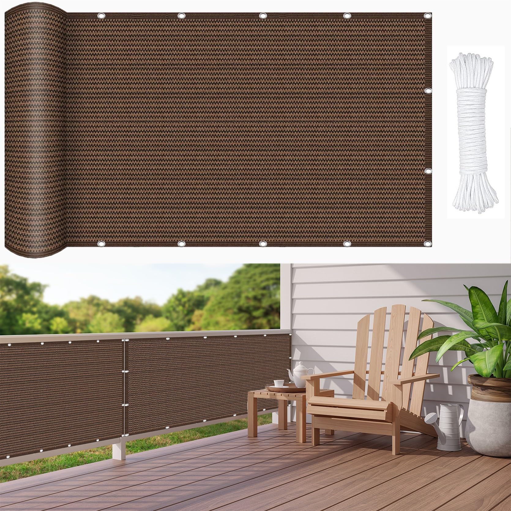 Toile ombrage respirant pour protéger le balcon du soleil d'été 125x500