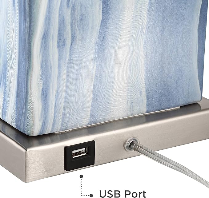 Lámparas de Mesa 360 Lighting Connie, 25" Alto, Set de 2, Azul, con USB miniatura 5