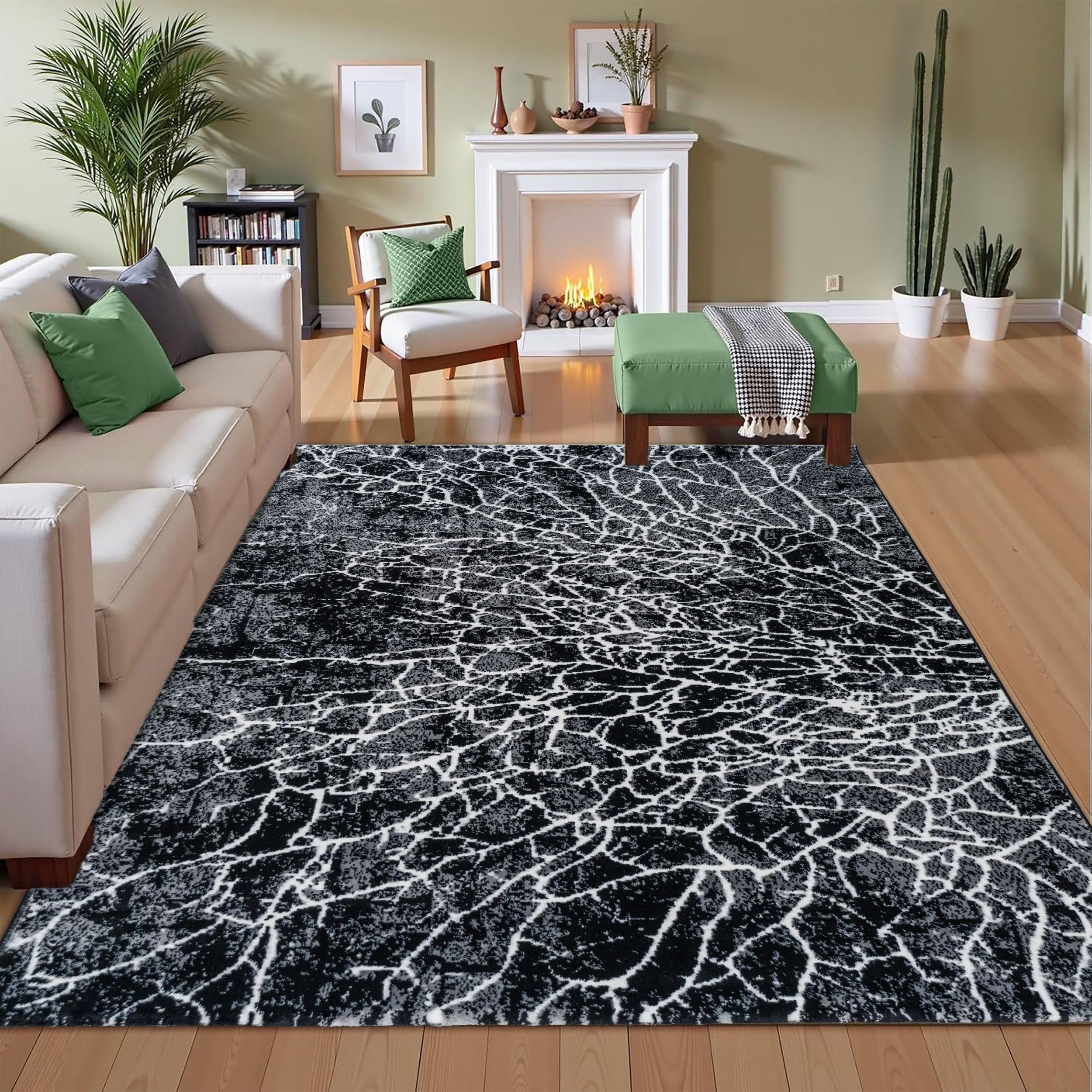 3 2x5 7 Area Rugs for Living Room Carpet - Modern Abstract Steam Washable Rug for Dining Room