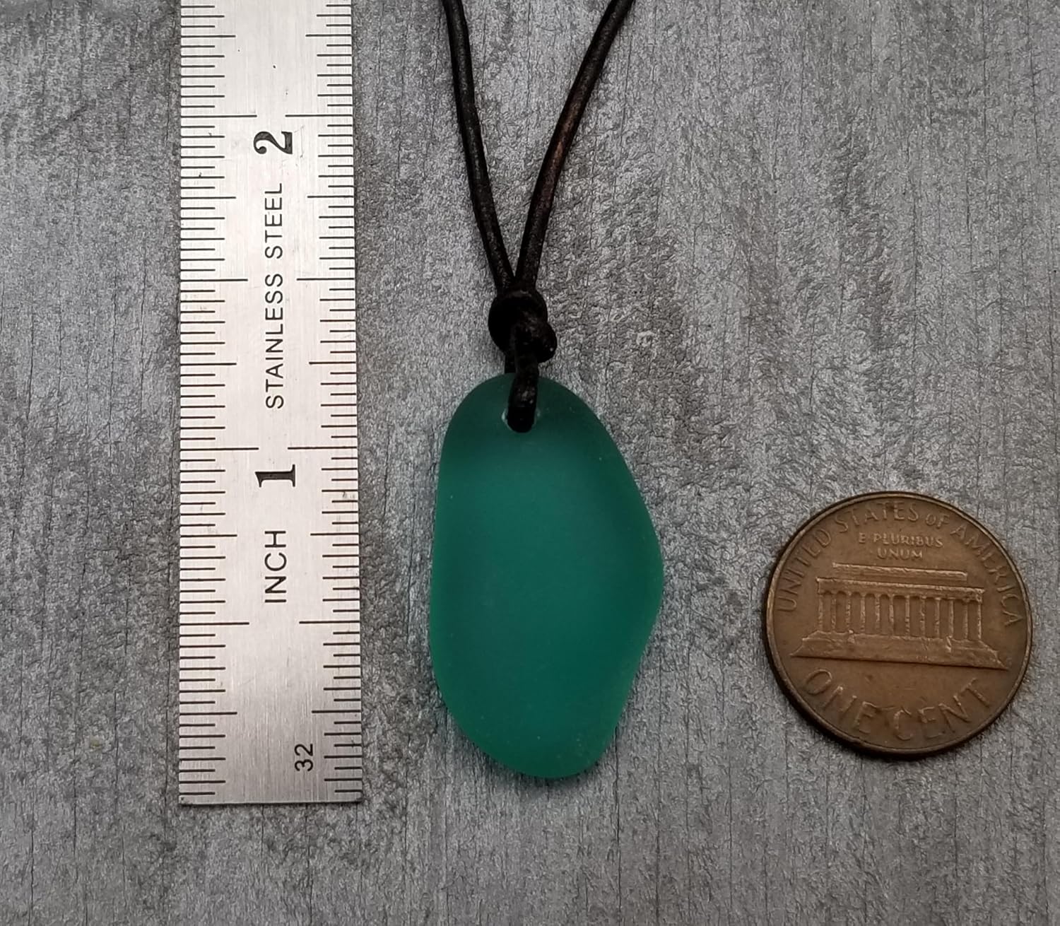 Handmade Leather Cord Chunky Sea Glass Necklace, Unisex Jewelry Gift For Him or Her (Hawaii Gift Wrapped, Customizable Gift Message)