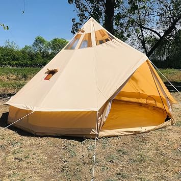 4 Season Waterproof 5m Star Gazer Bell Tent for Camping with Stove Jack Hole and Roof Windows,Luxury Yurt Bell Tent Camping Tent for 4/6/8 Adults for Family Camping 5M/16.4FT