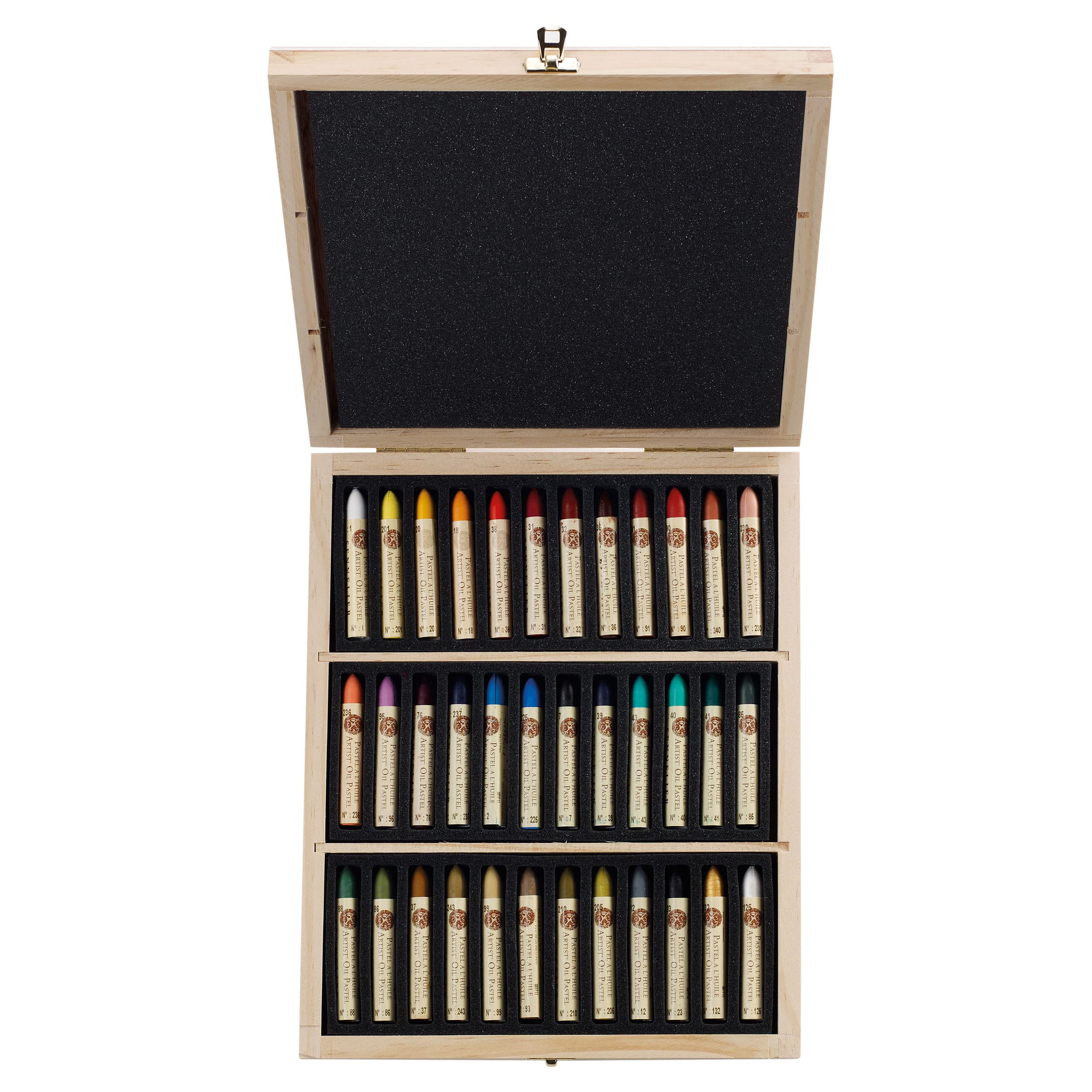 Coffret bois 36 pastels à l'huile assortis