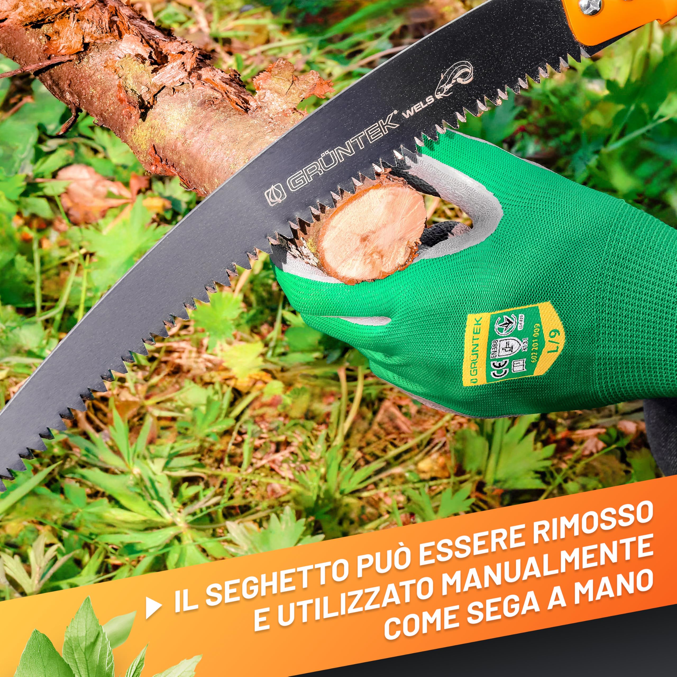 GRÜNTEK Seghetto per Potatura con Pertica Telescopica 100-240 cm. Sega da Giardino Compatibile con svettatoio B096Y5T5VT