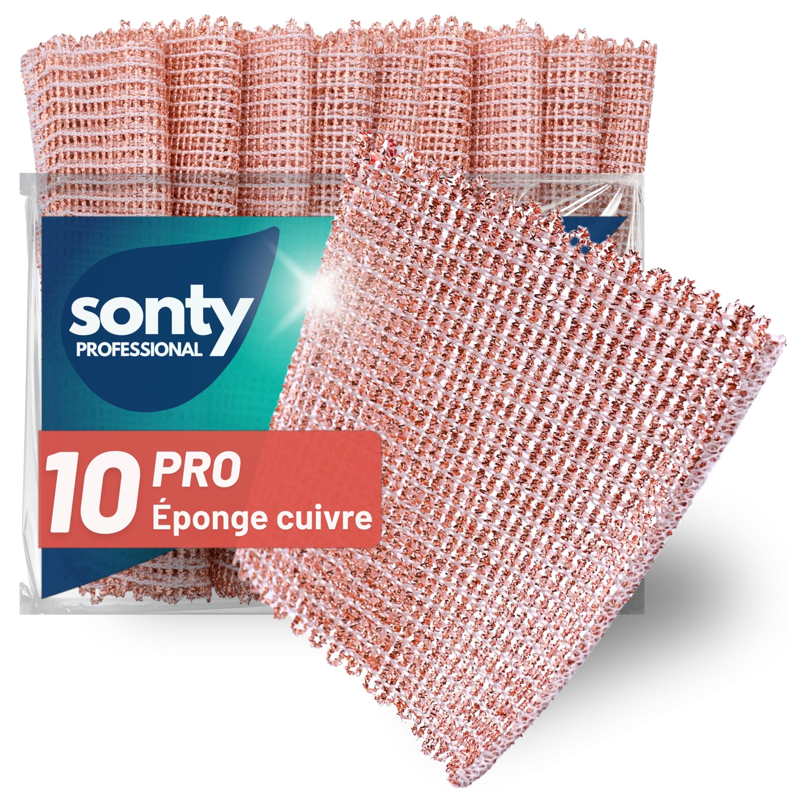 Éponge de cuivre Sonty lavable lot de 10 chiffons écologiques 15x15 cm cuisine