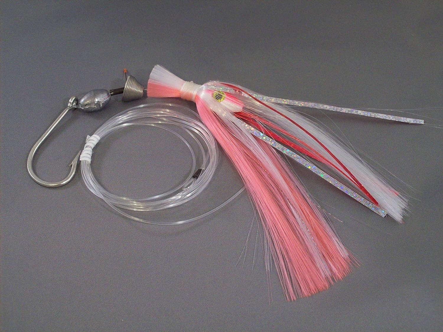 Blue Water Candy Skirted Ballyhoo Rig with 130-Pound Mono Line, Pink and White