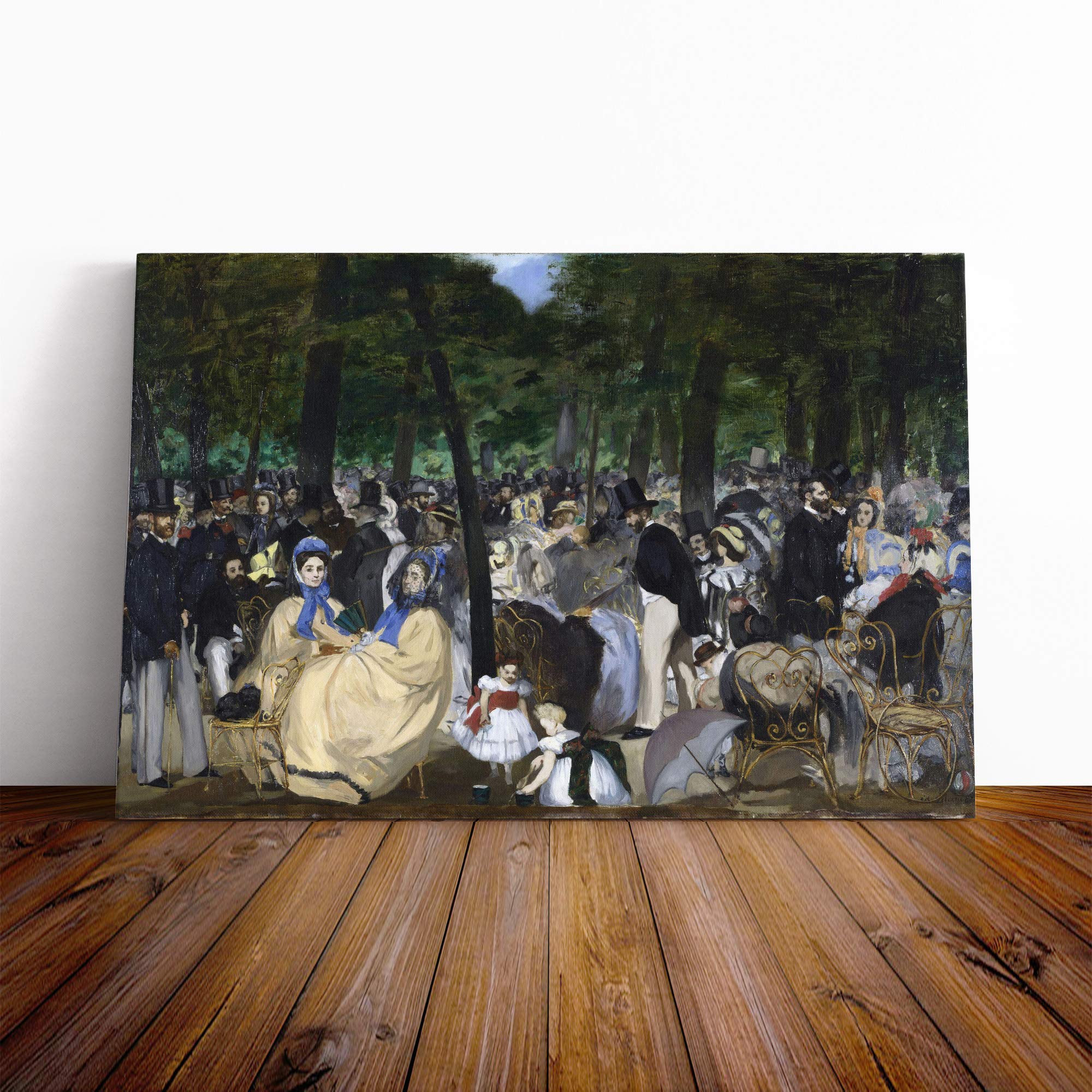 Edouard Manet Music in The Tuileries Gardens Canvas Print | Gallery Wrapped 30mm Frame Wall Art | 30x20 inches | Ready to Hang | Modern Music Picture | Living Room Bedroom Lounge Office