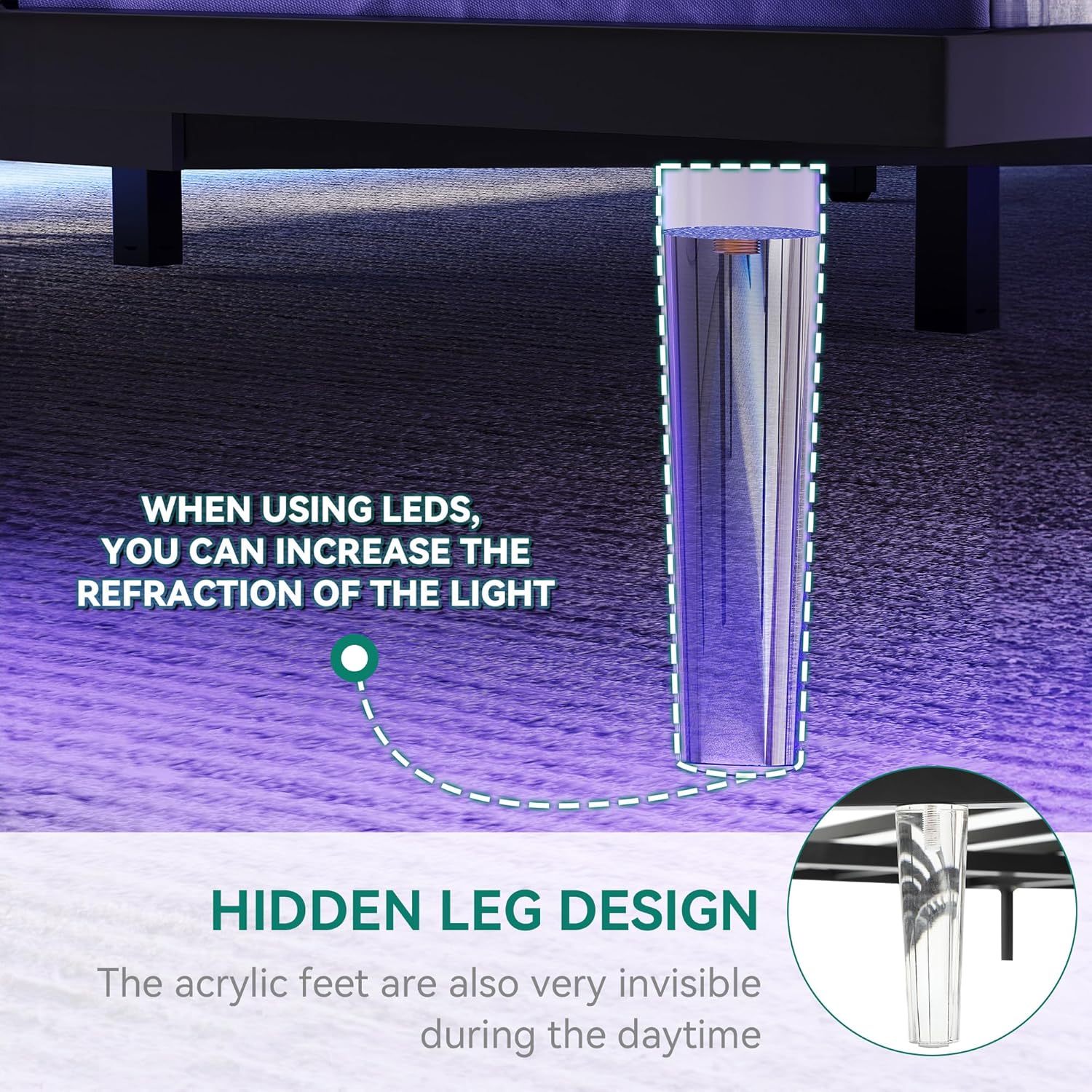 YITAHOME Queen Size Floating Bed Frame with Charging Station, Led Bed Frame with Hidden Storage Headboard, PU Upholstered Platform Bed, Heavy Duty Metal Slats, No Box Spring Needed, Light Grey