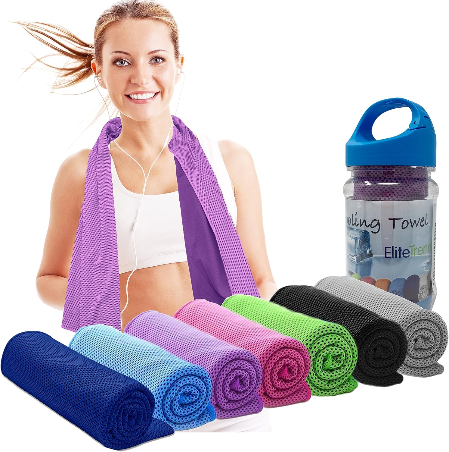 Elite Trend Cooling Towels Neck Wrap: Cold Neck Cooler Wraps,Instant Cooling Towel Coolers Hot Weather,Large 47x12 Chill It Scarf Athletes.Use it as a Cool Headband, Bandana, UPF 50