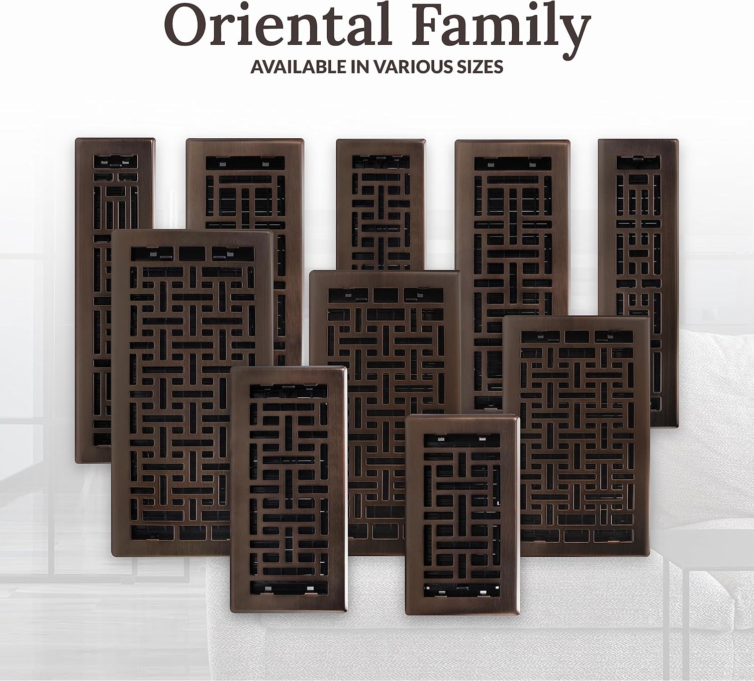 Decor Grates AJH614-RB Oriental Floor Register, 6X14 Inches, Rubbed Bronze Finish