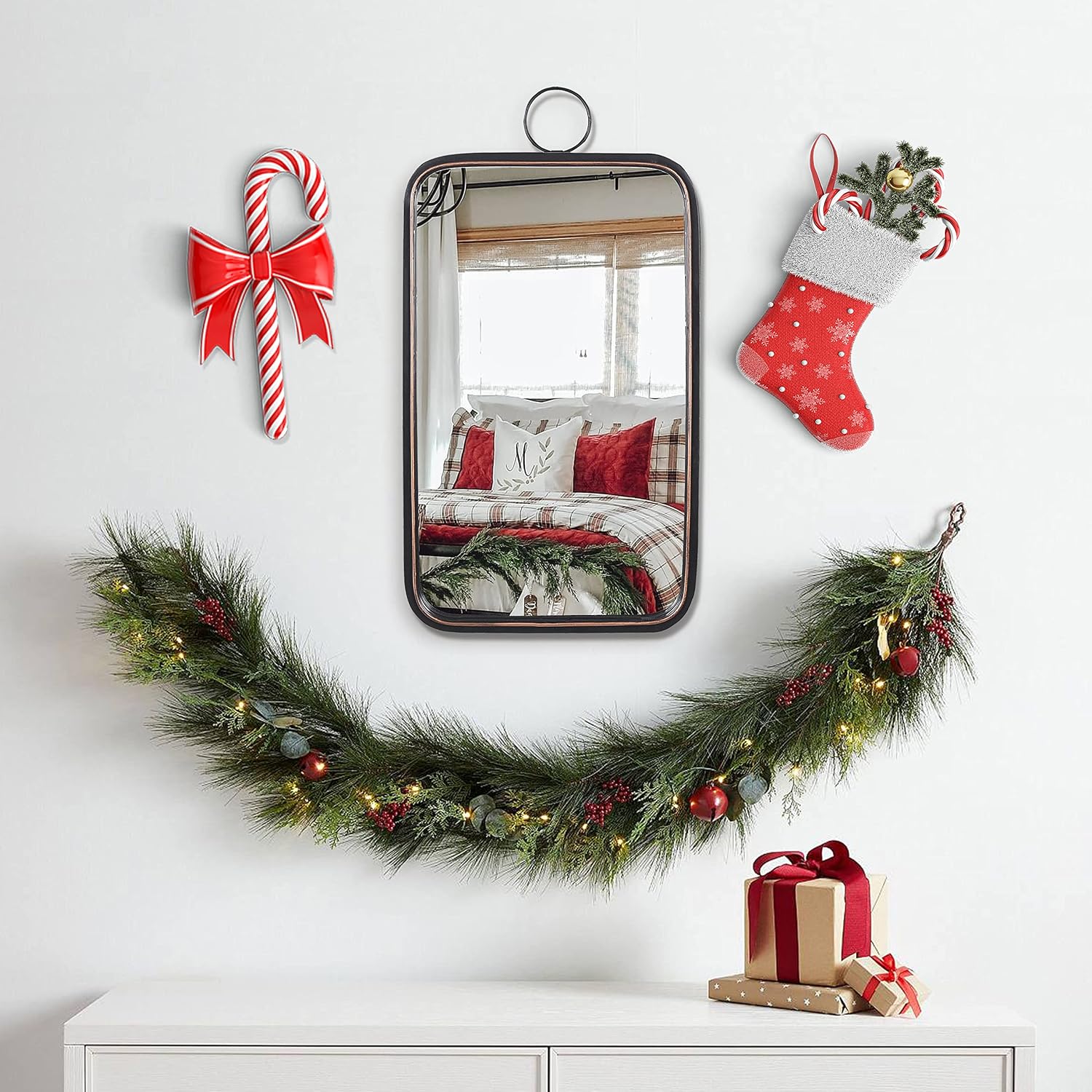RiteSune Black Square/Rectangle Wall Mirror with Gold Trim and Hanging Ring for Wall Decor Bathroom Bedroom Living Room Entryway, 12"X23"X1.6", Mirror for Christmas, New Year
