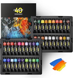 Magicfly 40 Colors Oil Paint Set, 18ml Tubes, Rich Pigments, Vibrant Non-Toxic Paints for Artists, Hobbyists, Kids - Canvas Painting Gift Box
