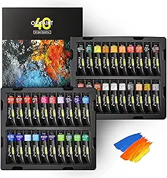 Tinta a óleo, 40 peças (18 ml/17.0 g) com caixa de armazenamento, pigmentos ricos, tintas vibrantes, não tóxicas para artistas profissionais, pintores de hobby e crianças, ideal para pintura em tela