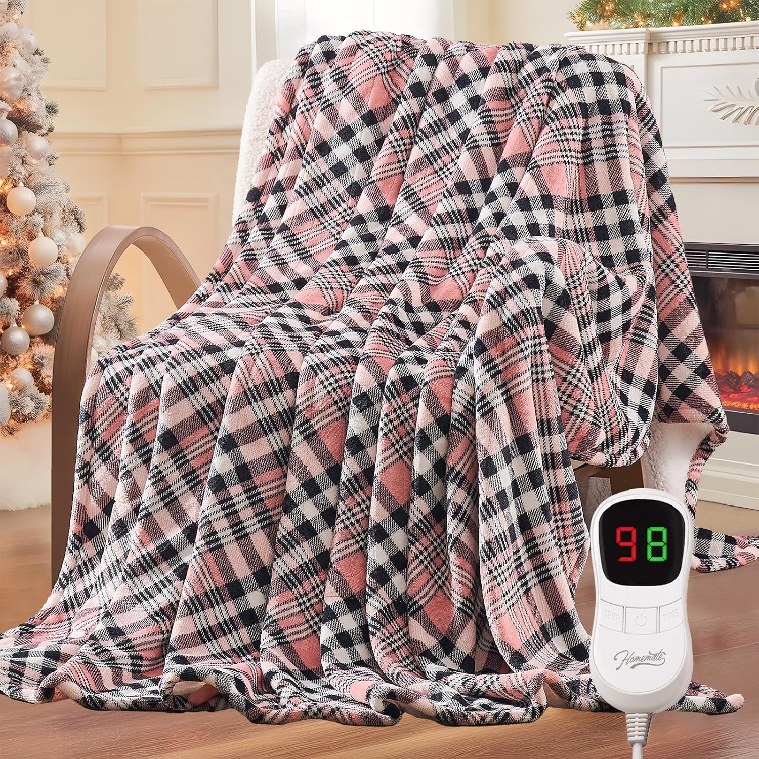 Homemate Electric Blanket Heated Throw - 50“x60“ Ultra Soft Cozy Flannel Heating Blanket with 10 Fast Heat Levels 8 Hours Auto Off Over-Heated Protection ETL Certification Keep Warm in Home Office - Image 2
