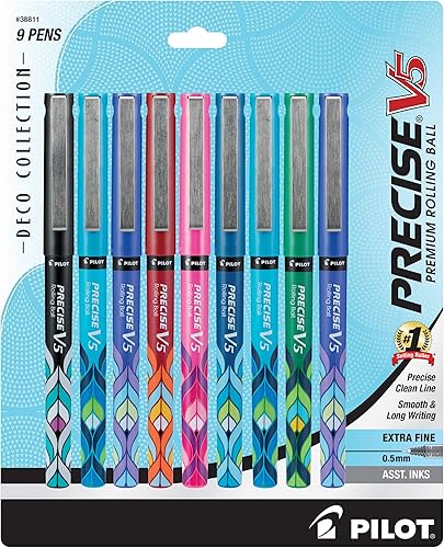 Miniatura 5 de Pilot Precise V5 - Bolígrafos de tinta líquida con tapa y punta extra fina de 0.020 in, bolígrafos de colores, negro/azul/turquesa/rosa, paquete de